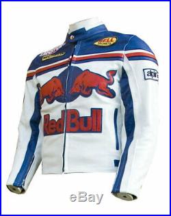 White Redbull Motorbike Racing Leather Jacket Ce Approved