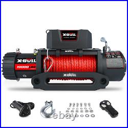 X-BULL 10000LBS 12V Electric Winch Synthetic Rope Jeep Towing Truck Off Road 4WD