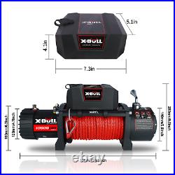X-BULL 10000LBS 12V Electric Winch Synthetic Rope Jeep Towing Truck Off Road 4WD