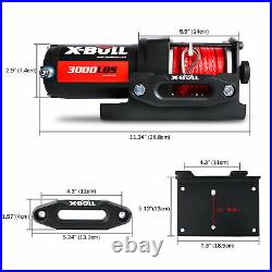 X-BULL 3000LBS 12V Electric Winch Synthetic Rope Blue Wireless Remotes ATV UTV