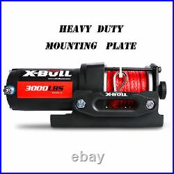X-BULL Electric Winch 12V 3000LBS Synthetic Rope Red 12V Wireless ATV 4WD