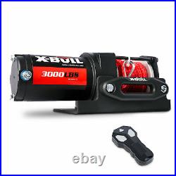 X-BULL Electric Winch 12V 3000LBS Synthetic Rope Red 12V Wireless ATV 4WD