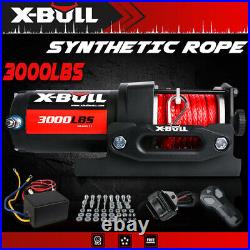 X-BULL Electric Winch 3000LBS 12V Red Synthetic Rope Towing Truck 4WD ATV UTV