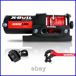 X-BULL Electric Winch 3000LBS 12V Red Synthetic Rope Towing Truck 4WD ATV UTV