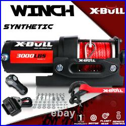 X-BULL Electric Winch 3000LBS Synthetic Tow ATV UTV Off-Road Towing Trailer 12V